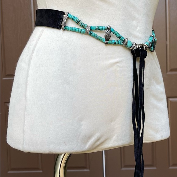 Streets Ahead black suede belt turquoise accents - Picture 5 of 6